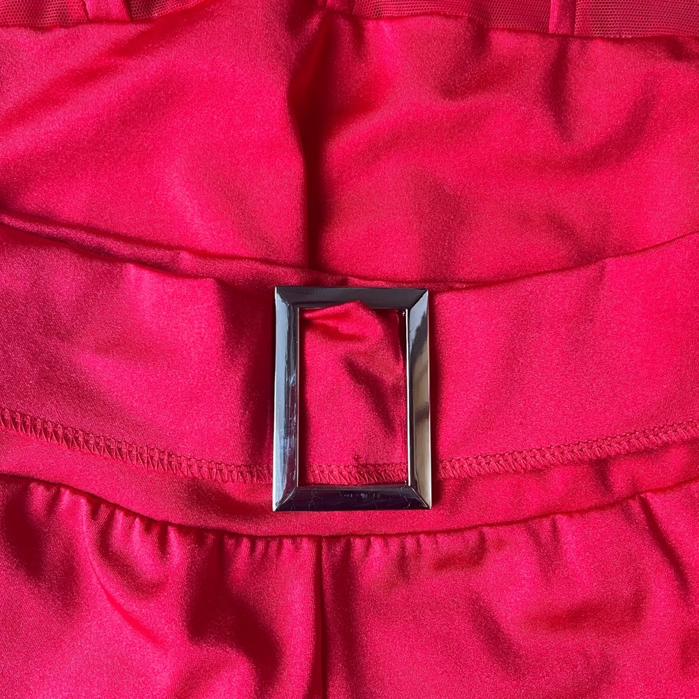 Kelle Red Dance costume- leotard/shorts, adult small - Picture 6 of 9